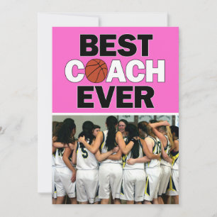 Carte De Remerciements Entraîneur de basket-ball rose, le meilleur jamais