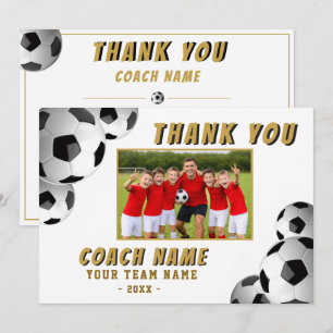 Carte De Remerciements Entraîneur de Football Soccer Nom Photo