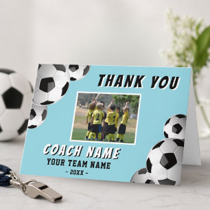 Carte De Remerciements Entraîneur de Football Soccer Nom Photo