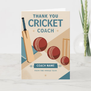 Carte De Remerciements Entraîneur d'une équipe de cricket moderne