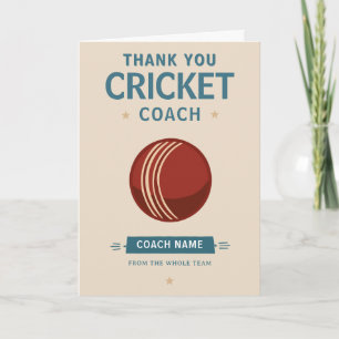 Carte De Remerciements Entraîneur d'une équipe de cricket moderne