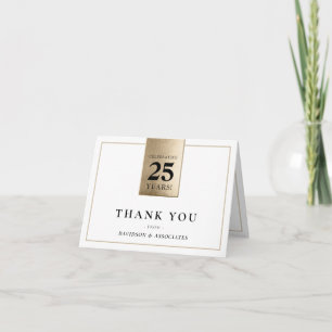 Carte De Remerciements ENTREPRISE ANNIVERSAIRE affaires noir blanc or