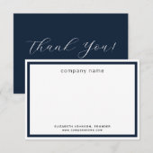 Carte De Remerciements Entreprise d'affaires Moderne Bleu marine Blanc (Devant / Derrière)