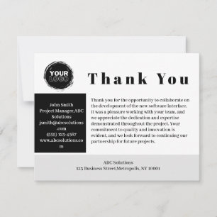 Carte De Remerciements Entreprise de logotype personnalisé pour les entre