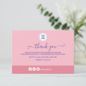 Carte De Remerciements Entreprise minimaliste rose (Debout devant)