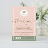 Carte De Remerciements Entreprise minimaliste rose (Debout devant)