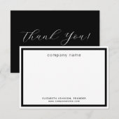 Carte De Remerciements Entreprise moderne Noir blanc (Devant / Derrière)