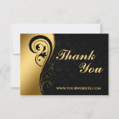Carte De Remerciements Entreprise moderne Noir et Or (Devant)