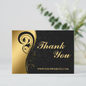 Carte De Remerciements Entreprise moderne Noir et Or (Debout devant)