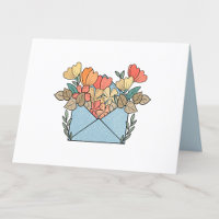 Enveloppe mignonne avec Fleurs orange vierge
