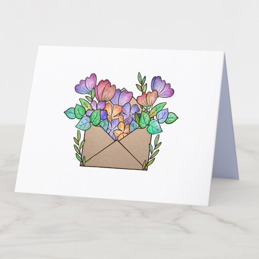 Carte De Remerciements Enveloppe mignonne avec Fleurs violettes vierge