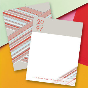 Carte De Remerciements Épinglette de ruban rouge diagonal rayures prépa r