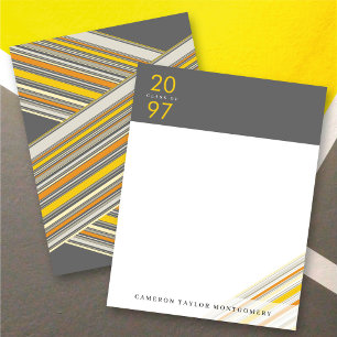 Carte De Remerciements Épinglette diagonale à ruban jaune rayures graduat
