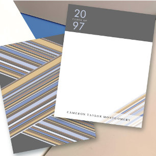 Carte De Remerciements Épinglette Ruban Bleu Diagonal Rayures Prépa Diplô