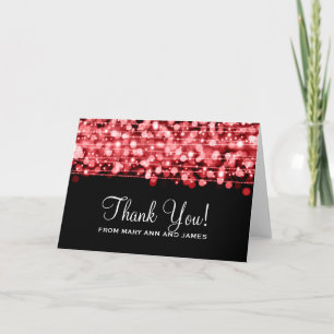 Carte De Remerciements Épouser la partie de "Merci" miroite rouge
