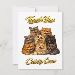 Carte De Remerciements Équipage de l'herbe à chat Mignons Visages de Chat