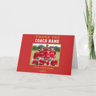 Carte De Remerciements Équipe de baseball moderne Photo Entraîneur