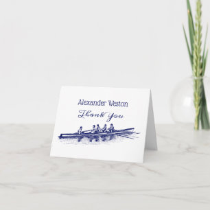 Carte De Remerciements Équipe de sports nautiques Blue Rowing Rowers