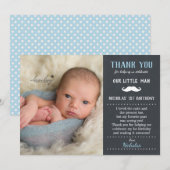 Carte De Remerciements Ęr tableau de garçon d'anniversaire de petite (Devant / Derrière)