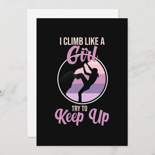 Carte De Remerciements Escalade Comme Fille Escalade Rocher Escalade Lov (Devant / Derrière)