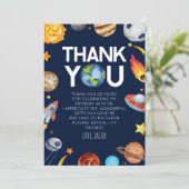 Carte De Remerciements Espace Extérieur Planètes Spatiale Anniversaire (Debout devant)