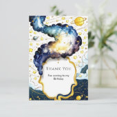 Carte De Remerciements Espace modifiable galactique d'anniversaire (Debout devant)