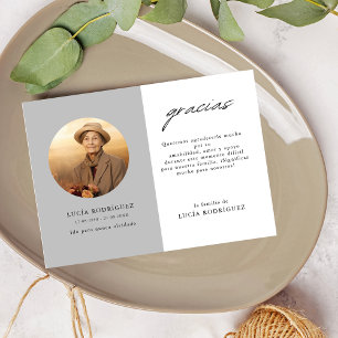 Carte De Remerciements Espagne Funérailles Gracias Oval Photo