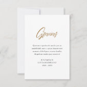 Carte De Remerciements Espagne funéraire Gracias Memorial Gold (Devant)