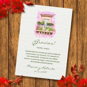 Carte De Remerciements Espagnol Aquarelle Hacienda Mariage mexicain