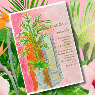 Carte De Remerciements Espagnol, Aquarelle Tropical Rose Détails du Maria