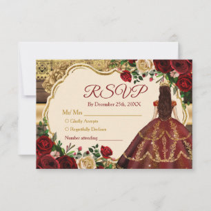 Carte De Remerciements Espagnol Bourgogne Floral Rustique 15 Años RSVP