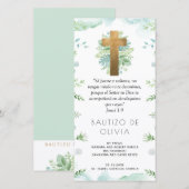 Carte De Remerciements Espagnol, Monnaie Verdure Baptême Signet Favoriser (Devant / Derrière)