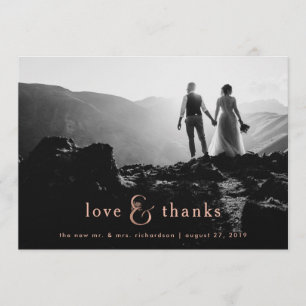 Carte De Remerciements Esperluète rose   d'or de Faux quatre Mercis de