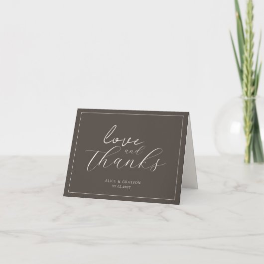 Carte De Remerciements Espresso Brown Script Classic Minimalist Wedding (Devant)