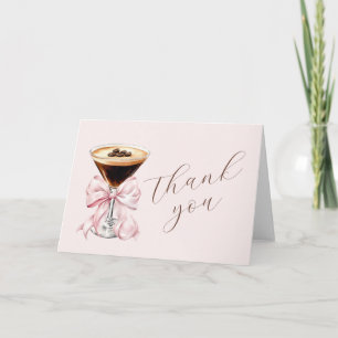 Carte De Remerciements Espresso Martini Nœud Coquette Rose