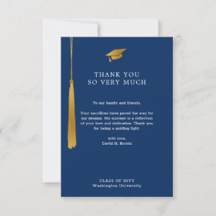 Carte De Remerciements Essai d'huile d'or Simple Formal Blue Graduation