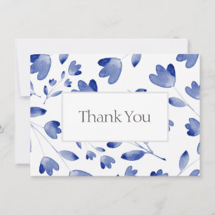 Carte De Remerciements Etapes de fleurs d'aquarelle bleu Indigo