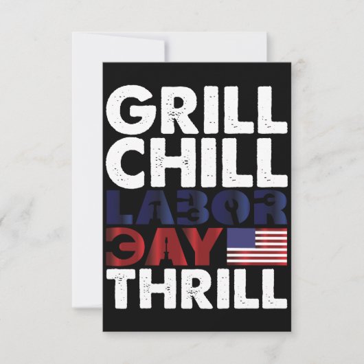 Carte De Remerciements Etats-Unis Grill Chill Fête du Travail Thrill BBQ (Devant)