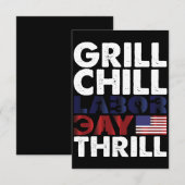 Carte De Remerciements Etats-Unis Grill Chill Fête du Travail Thrill BBQ (Devant / Derrière)