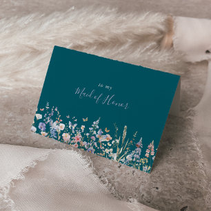 Carte De Remerciements Été Multicolore Fleur Sauvage Verte Fête de Mariag