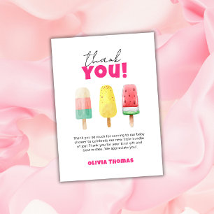 Carte De Remerciements Été Rose Prêt À Pop Baby shower De Crème De Glace