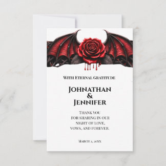 Carte De Remerciements Eternal Night Gothic Vampire Wedding Dark Romance 