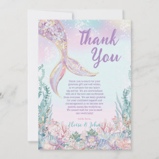 Carte De Remerciements Ethereal Little Mermaid Girl Baby Shower