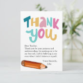 Carte De Remerciements Étiquette de traitement sucré de l'enseignant, (Debout devant)