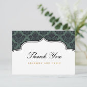 Carte de remerciements Étiquette noir et Turquoise (Debout devant)