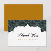 Carte de remerciements Étiquette noir et Turquoise (Devant / Derrière)