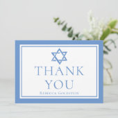 Carte De Remerciements Étoile bleu clair de David Bat mitzvah (Debout devant)