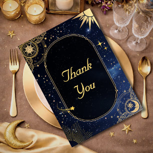 Carte De Remerciements Étoile filante bleue Mariage céleste du soleil et 