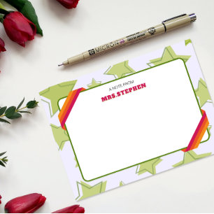 Carte De Remerciements Étoile Professeur personnalisé fin de l'année Note