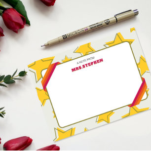 Carte De Remerciements Étoile Professeur personnalisé fin de l'année Note